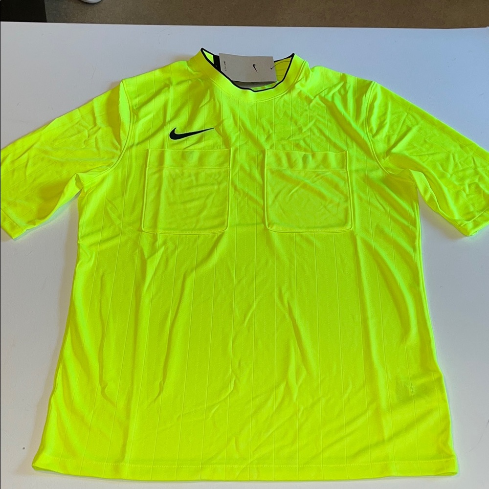 Nike Referee II Soccer Jersey Shirt Mens L Slim fit  Yellow Pockets  DH8024  $77